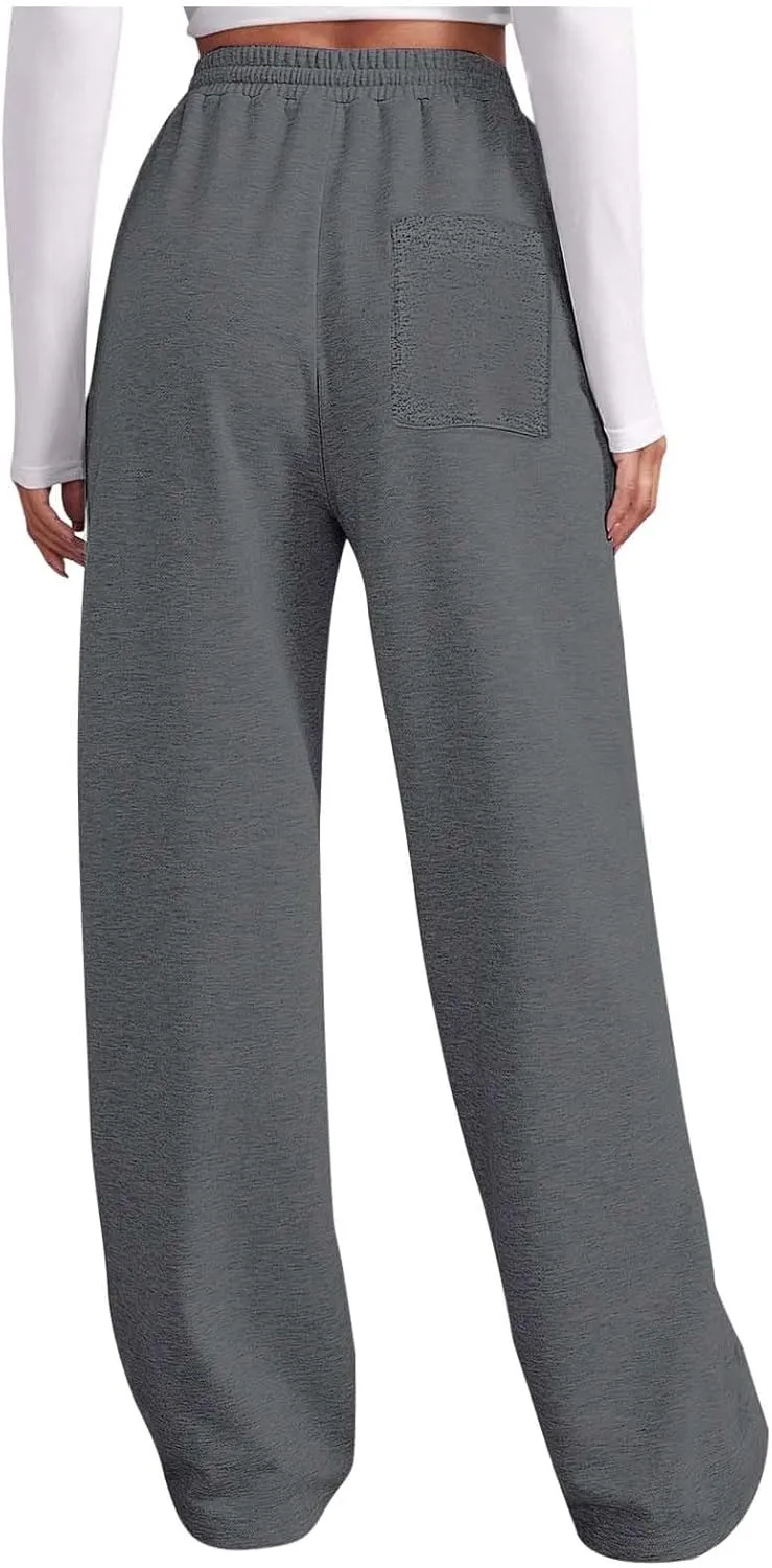Loose Sweatpants Womens Drawstring Joggers Elastic High Waisted Baggy Sports Pants Workout Yoga Pants with Pocket