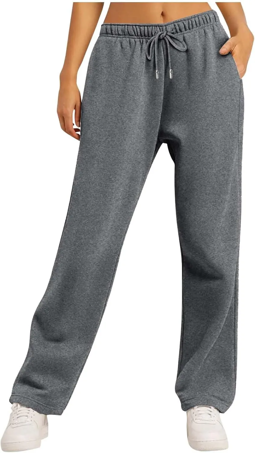 Loose Sweatpants Womens Drawstring Joggers Elastic High Waisted Baggy Sports Pants Workout Yoga Pants with Pocket