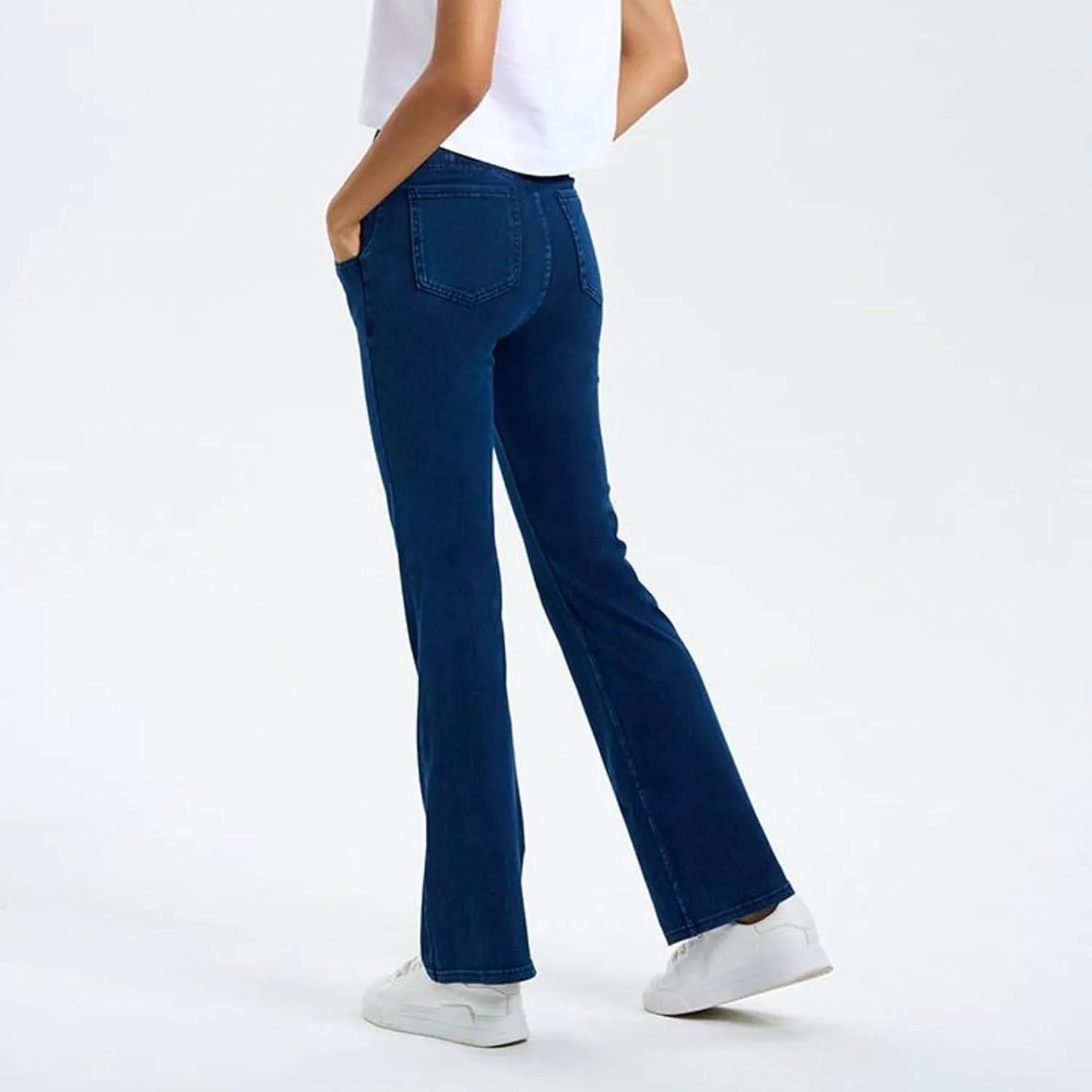 Lu's Chic Women's Yoga Jeans High Waisted Pants Denim Elastic Waist Hiking Workout Stretch Bootcut Denim Pant