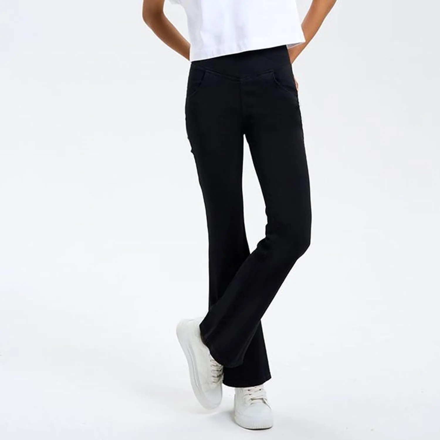 Lu's Chic Women's Yoga Jeans High Waisted Pants Denim Elastic Waist Hiking Workout Stretch Bootcut Denim Pant