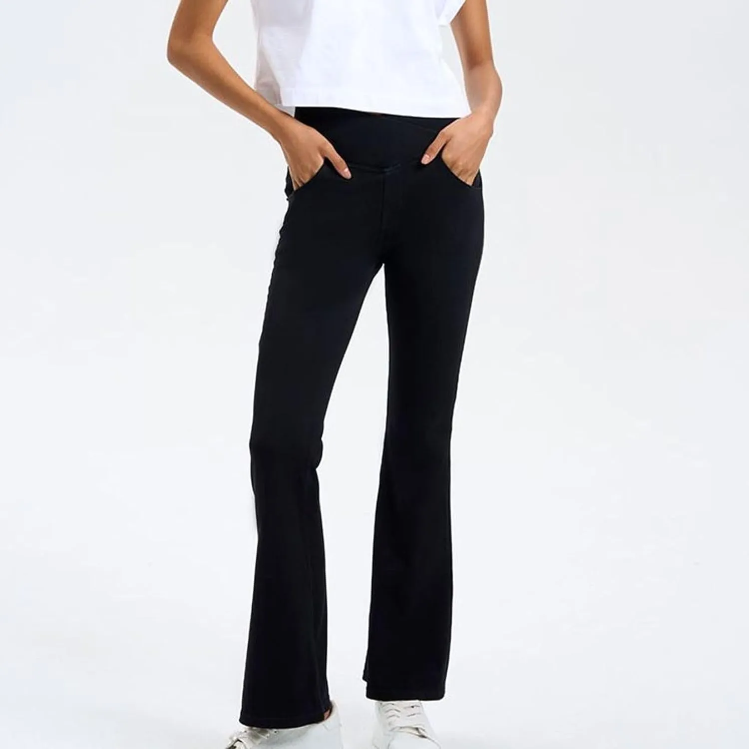 Lu's Chic Women's Yoga Jeans High Waisted Pants Denim Elastic Waist Hiking Workout Stretch Bootcut Denim Pant