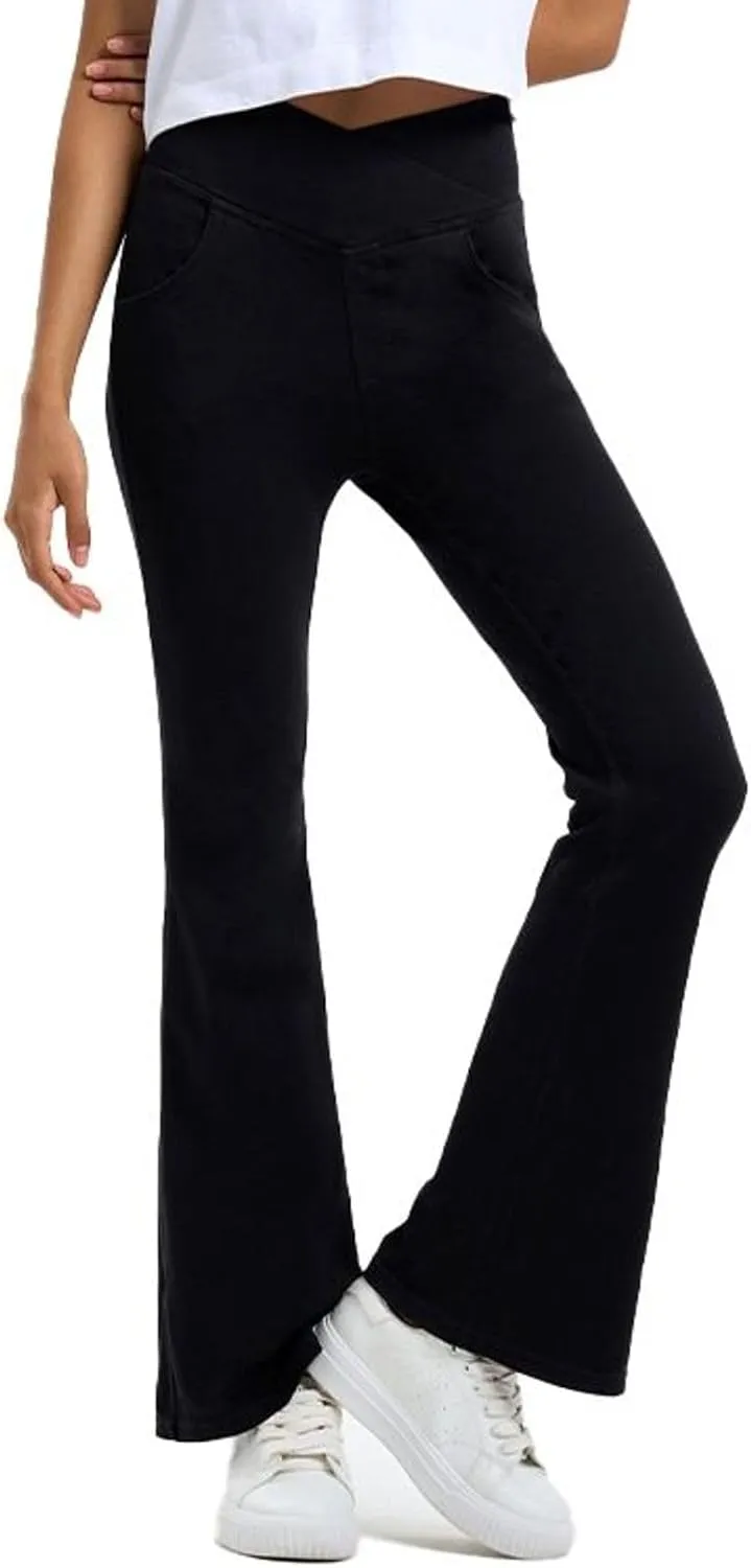 Lu's Chic Women's Yoga Jeans High Waisted Pants Denim Elastic Waist Hiking Workout Stretch Bootcut Denim Pant