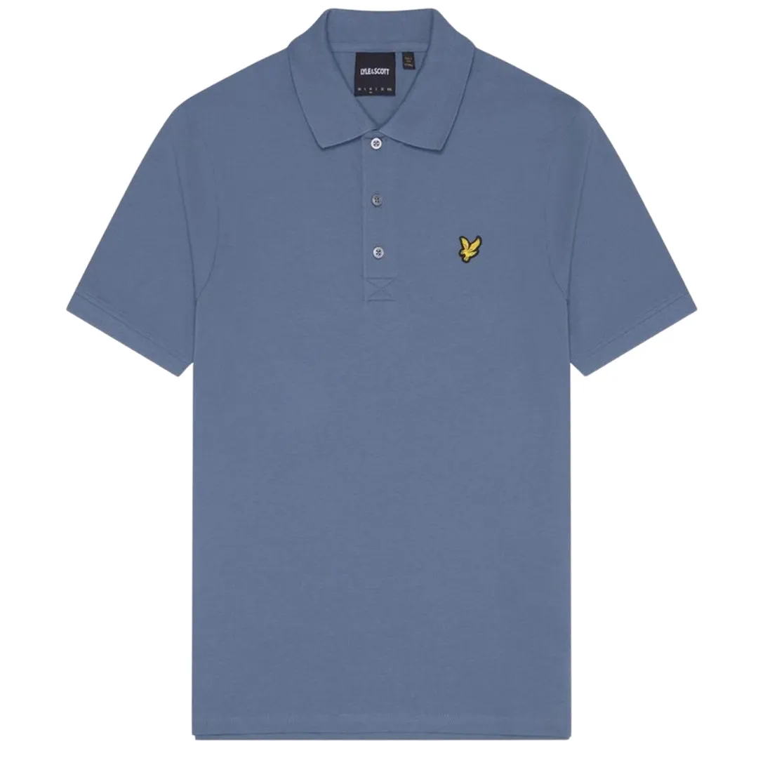 Lyle & Scott Branded Chest Logo Mist Blue Polo Shirt
