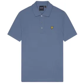 Lyle & Scott Branded Chest Logo Mist Blue Polo Shirt