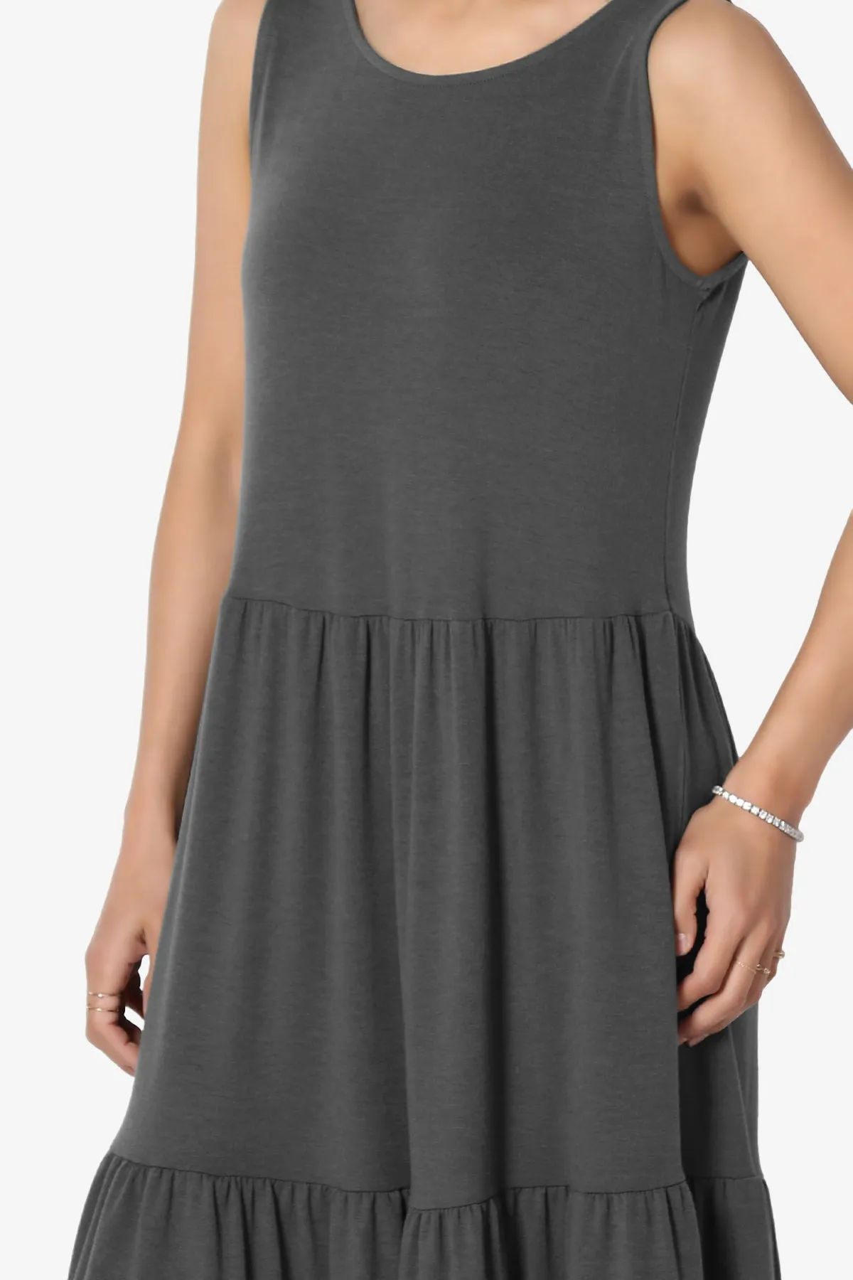 Macie Sleeveless Tiered Jersey Long Midi Dress PLUS