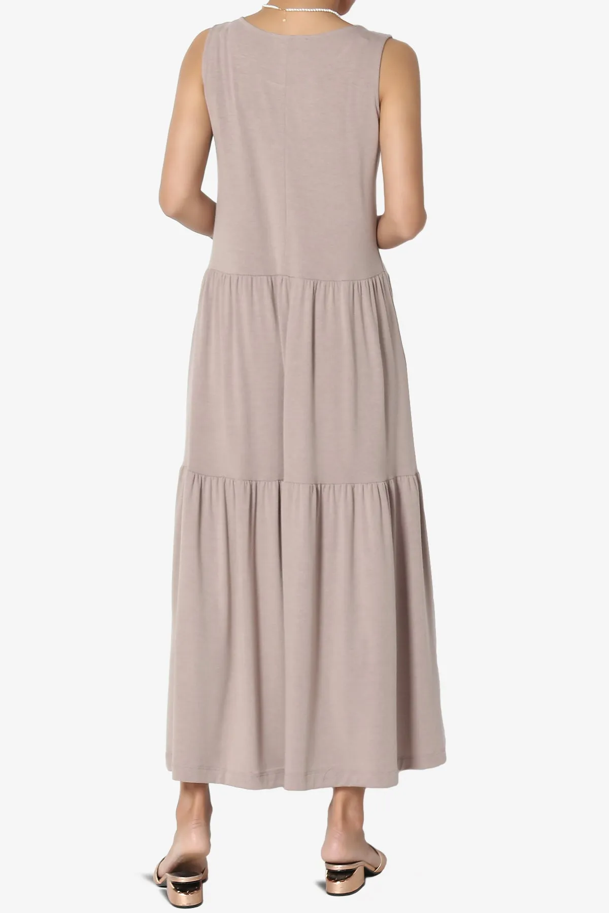 Macie Sleeveless Tiered Jersey Long Midi Dress PLUS