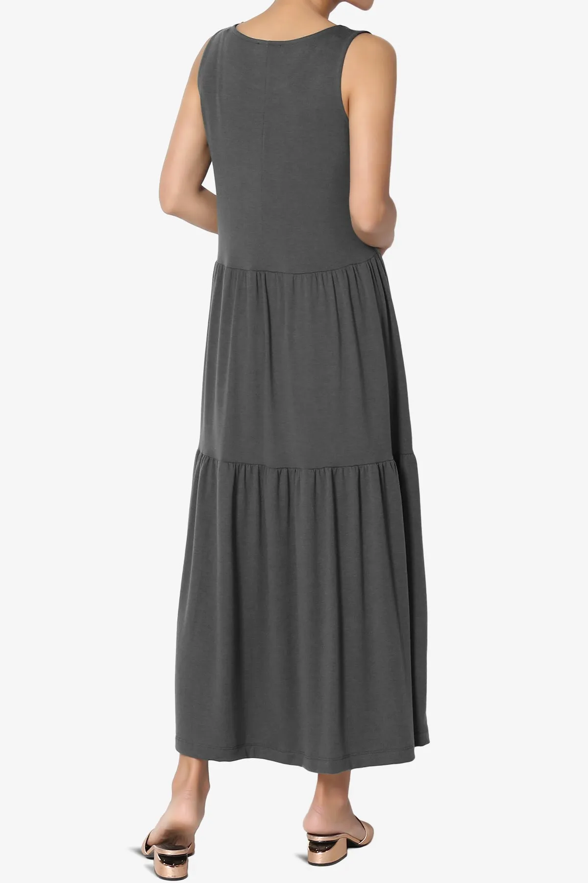 Macie Sleeveless Tiered Jersey Long Midi Dress PLUS