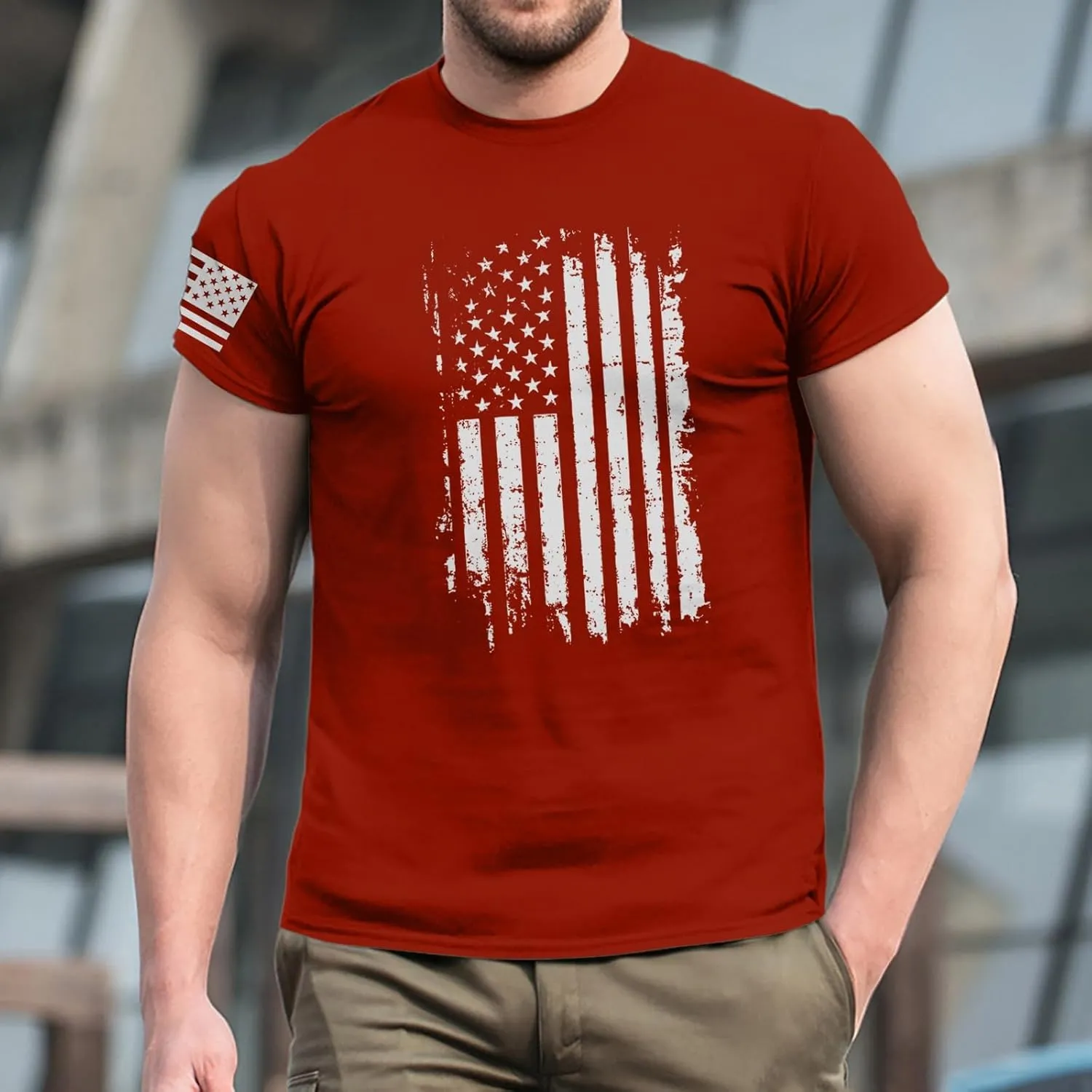 Men's Shirt Sleeve 1776 USA Flag Graphic Dry Fit Cotton Breathable T-Shirts 4th of July Shirts
