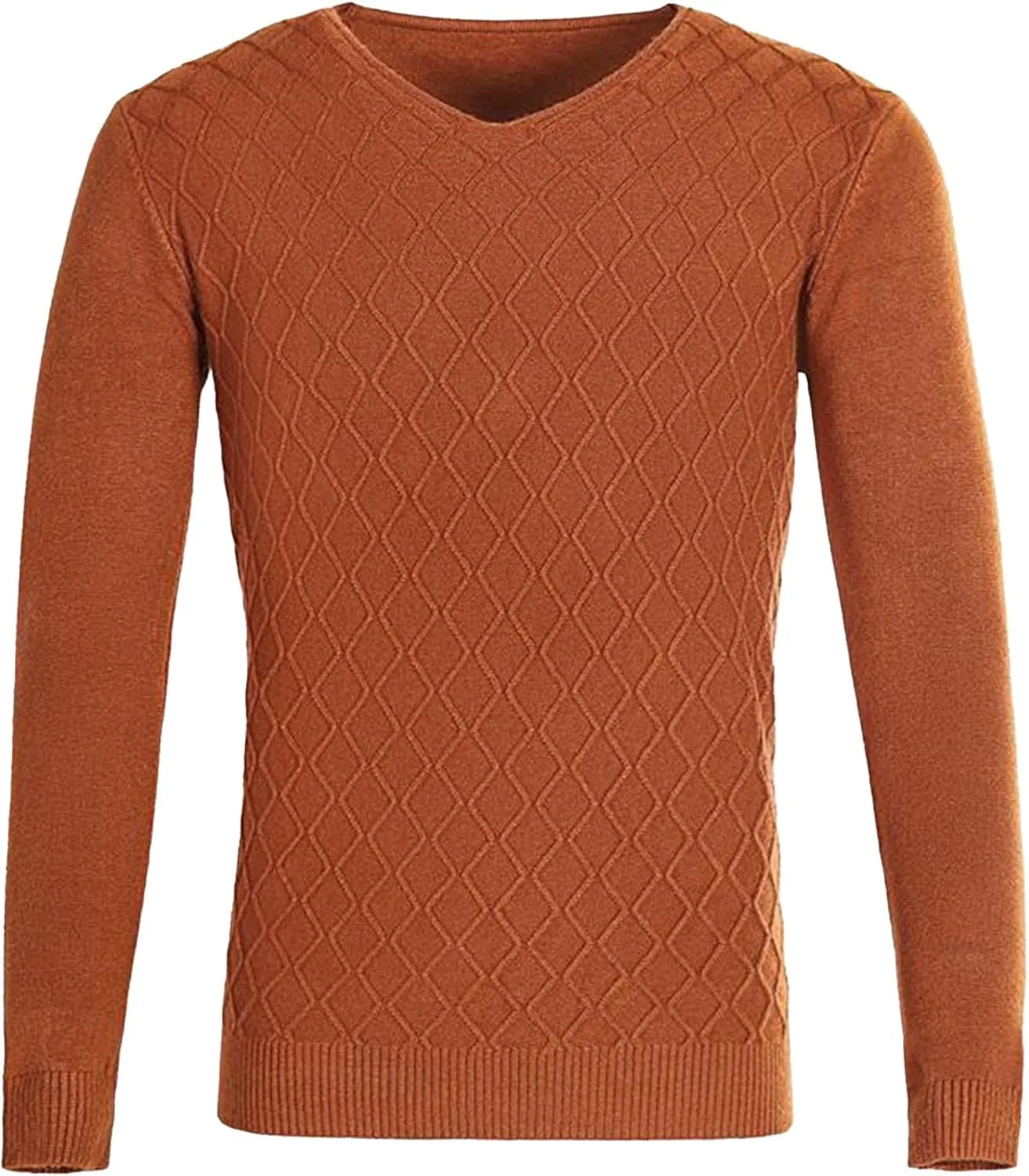Men's Solid Color Slim V-Neck Sweater Pullover Thin Stylish Tops Lightweight Breathable Casual Sweatshirt