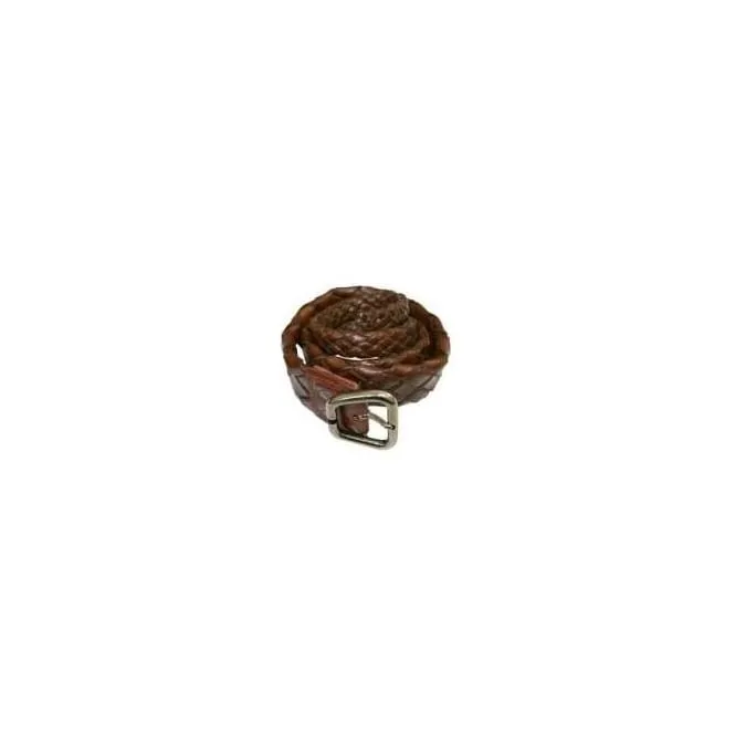Narrow Rats Tail Woven Leather Belt, Brown