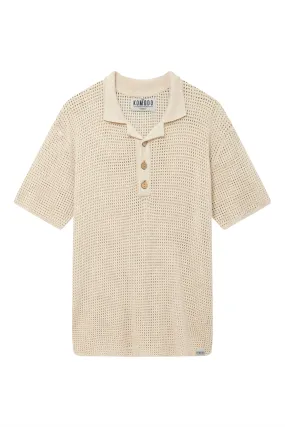 Oliver Cotton Polo Top Ivory Melange