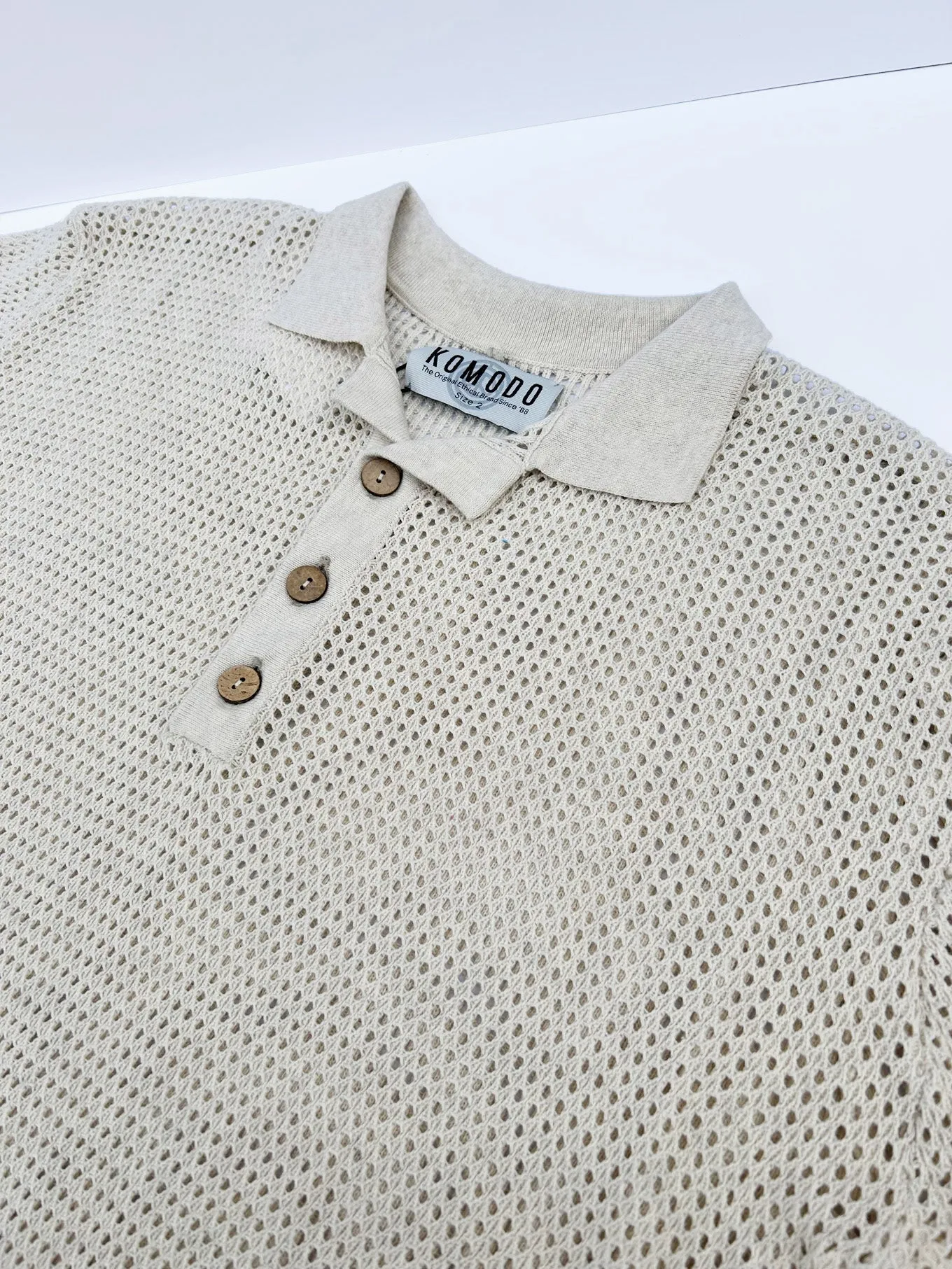 Oliver Cotton Polo Top Ivory Melange