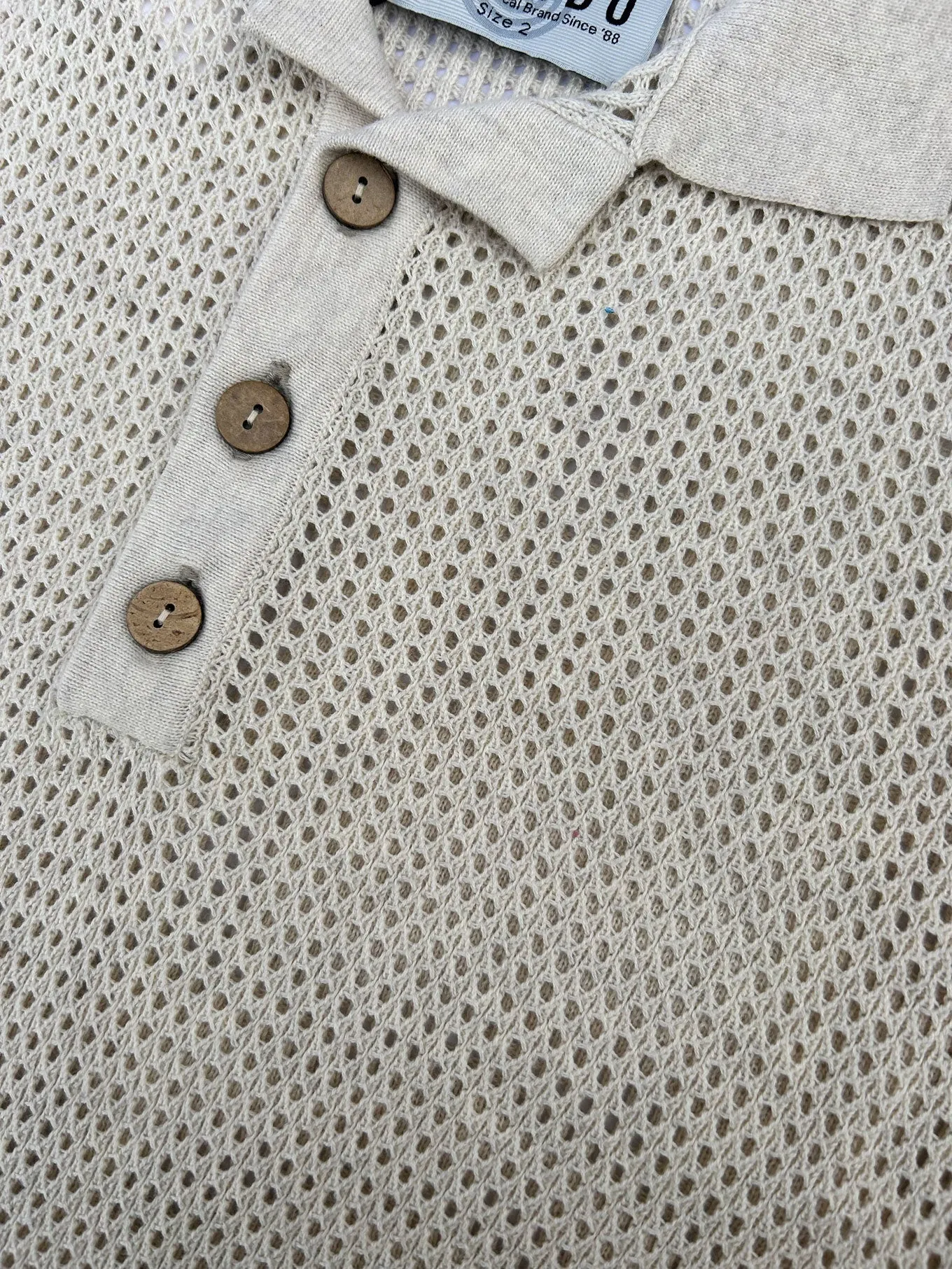 Oliver Cotton Polo Top Ivory Melange