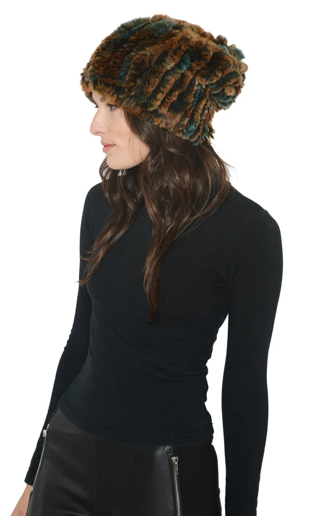 OSLO - Knitted Rex Rabbit Convertible Neck Warmer/Hat