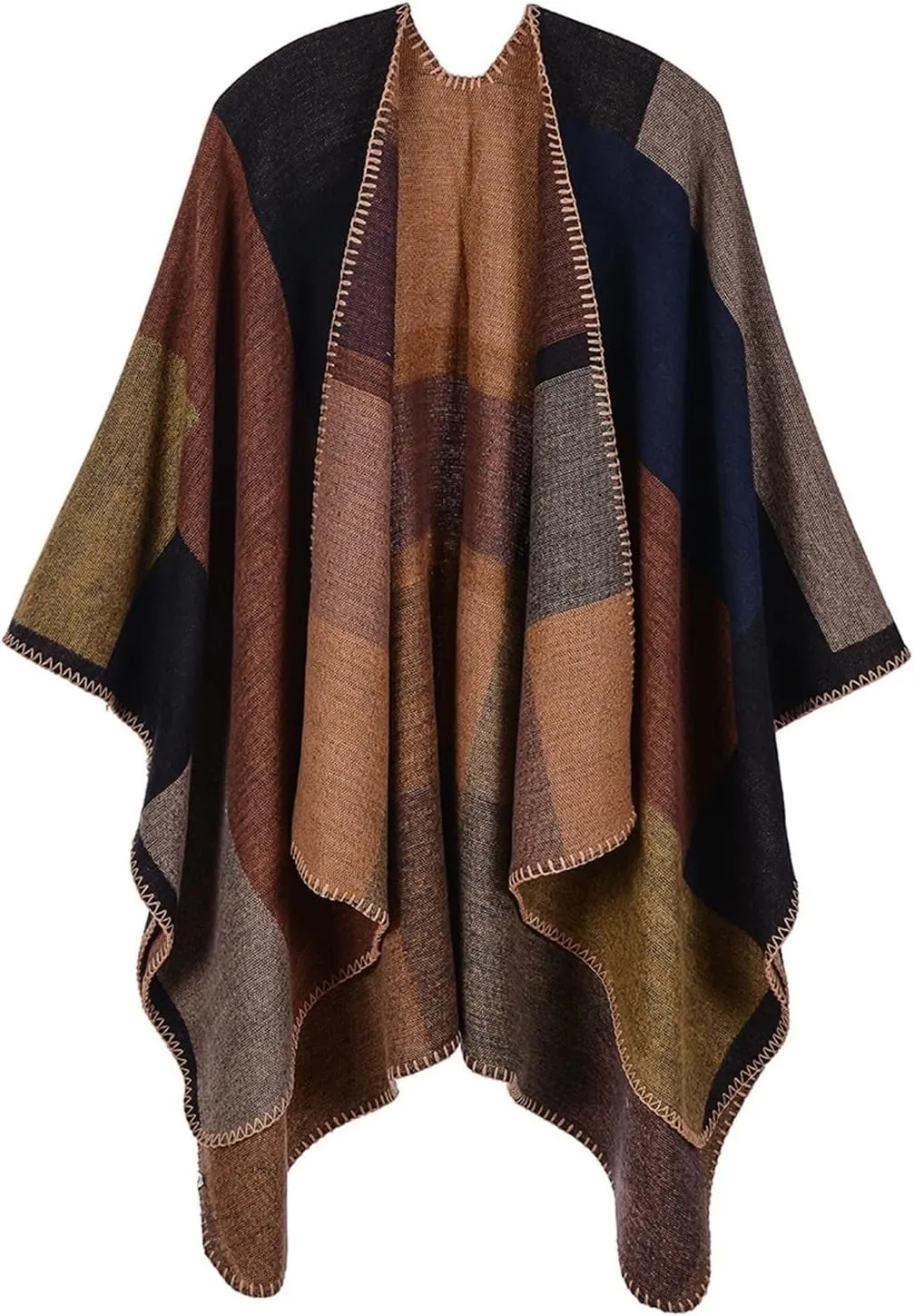 Scarf Women Patchwork Scarves Shawls Coat Winter Knitted Cashmere Capes Shawl Cardigans Sweater Coat Keep Warm Scarves Wraps Chunky Oversized Winter/Fall