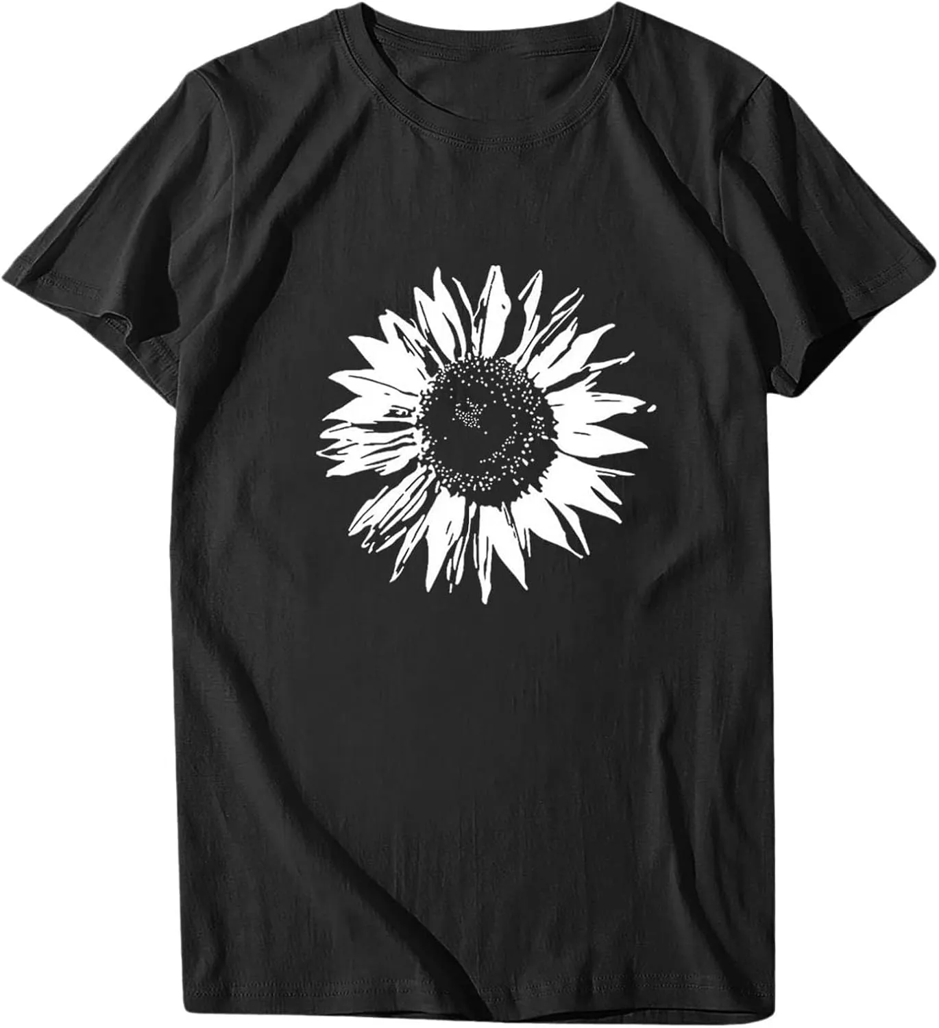 Short Sleeve Shirts for Women Cute Floral Pattern Crewneck Casual Tshirt Summer Thin Lightweight Breathable Tunic Top