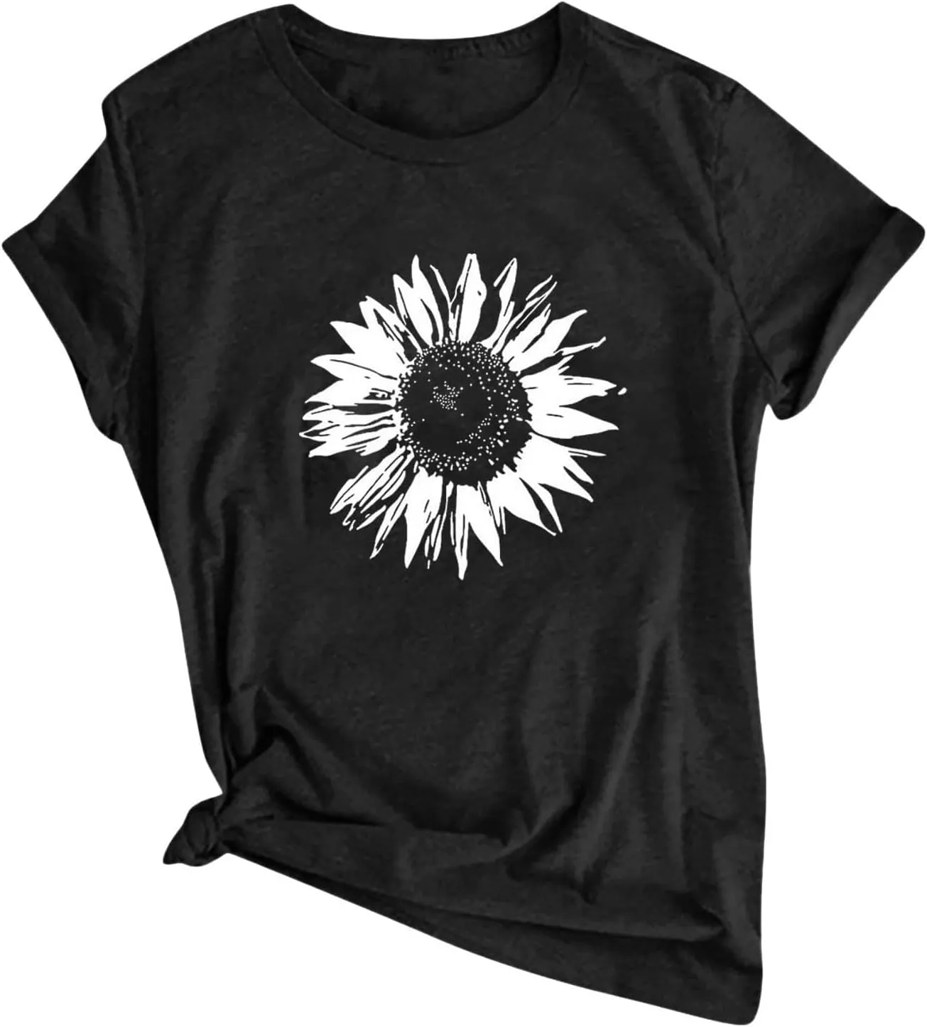 Short Sleeve Shirts for Women Cute Floral Pattern Crewneck Casual Tshirt Summer Thin Lightweight Breathable Tunic Top