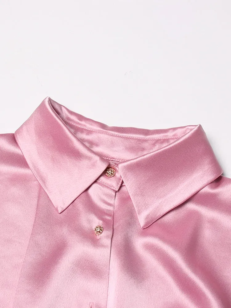 Solid Elegant Dresses For Women Lapel Long Sleeve High Waist Folds Mini Single Breasted Elegant Dress Female 2022
