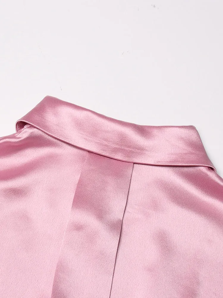 Solid Elegant Dresses For Women Lapel Long Sleeve High Waist Folds Mini Single Breasted Elegant Dress Female 2022