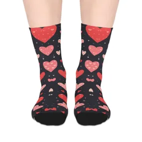 Stylish Red Hearts Midlength Socks