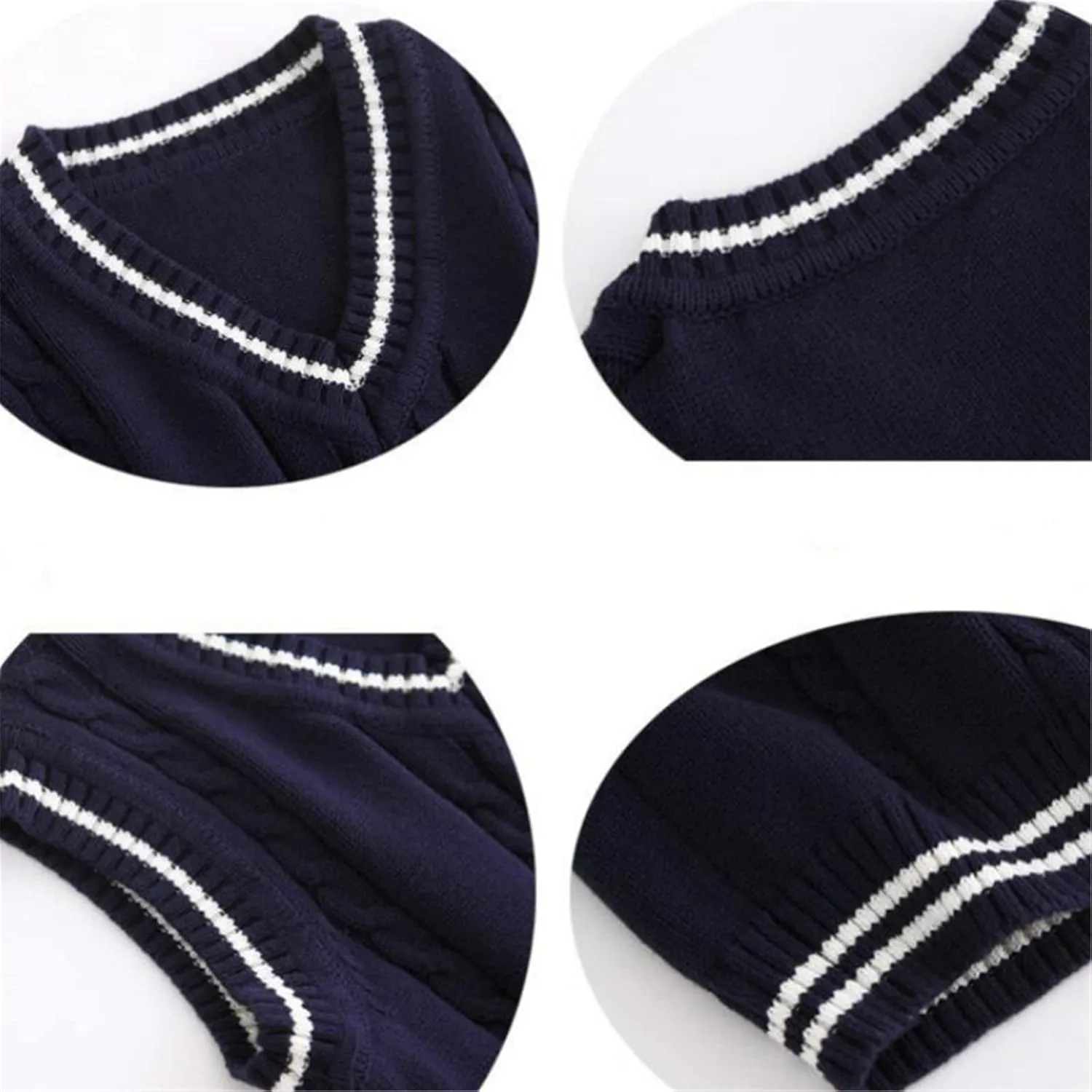 Sweater Vest Men Patchwork V-Neck Oversize Mens Vests Chic Daily Streetwear Leisure Retro Knitted