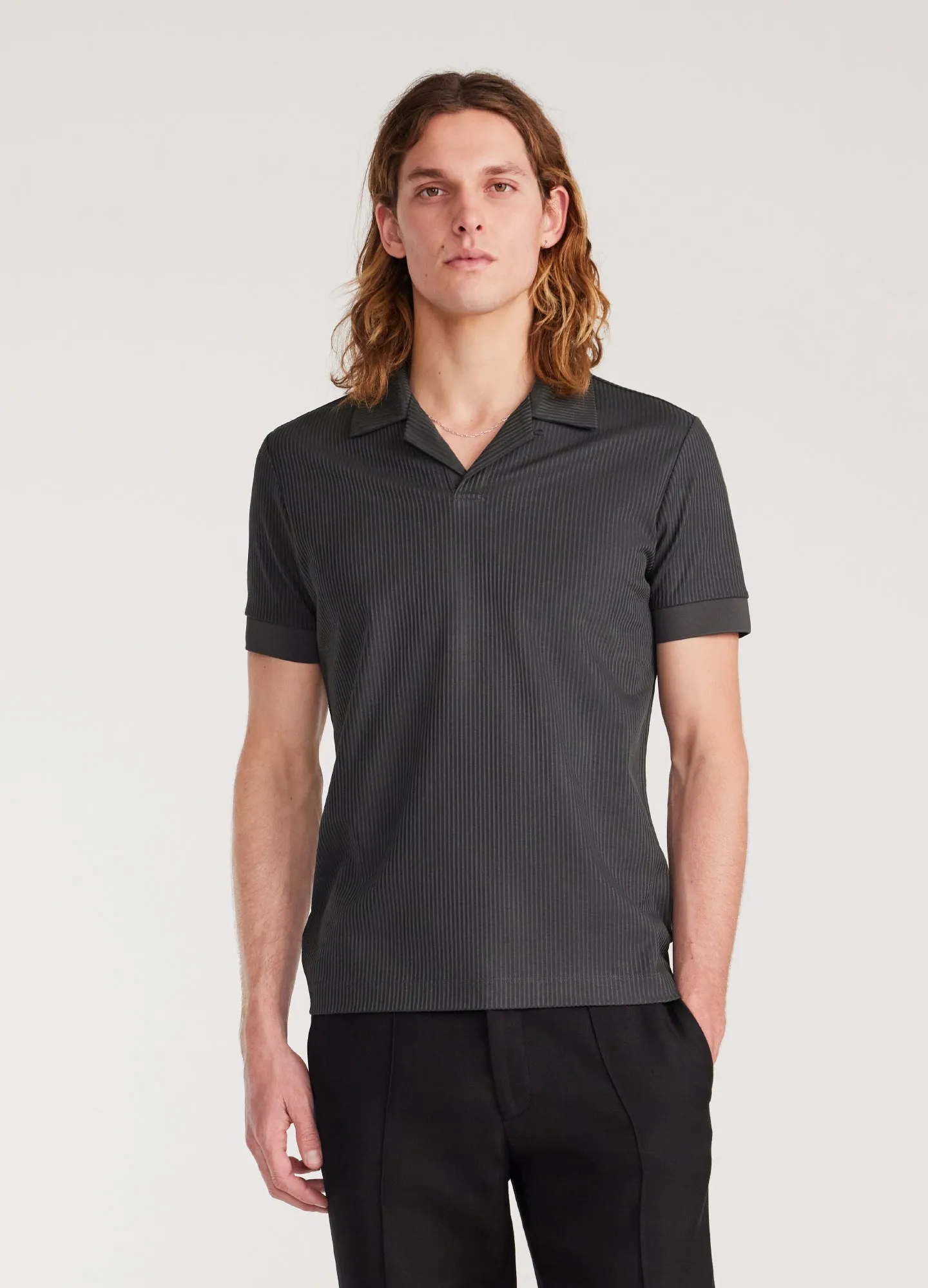 Textured Stripe Polo Thyme