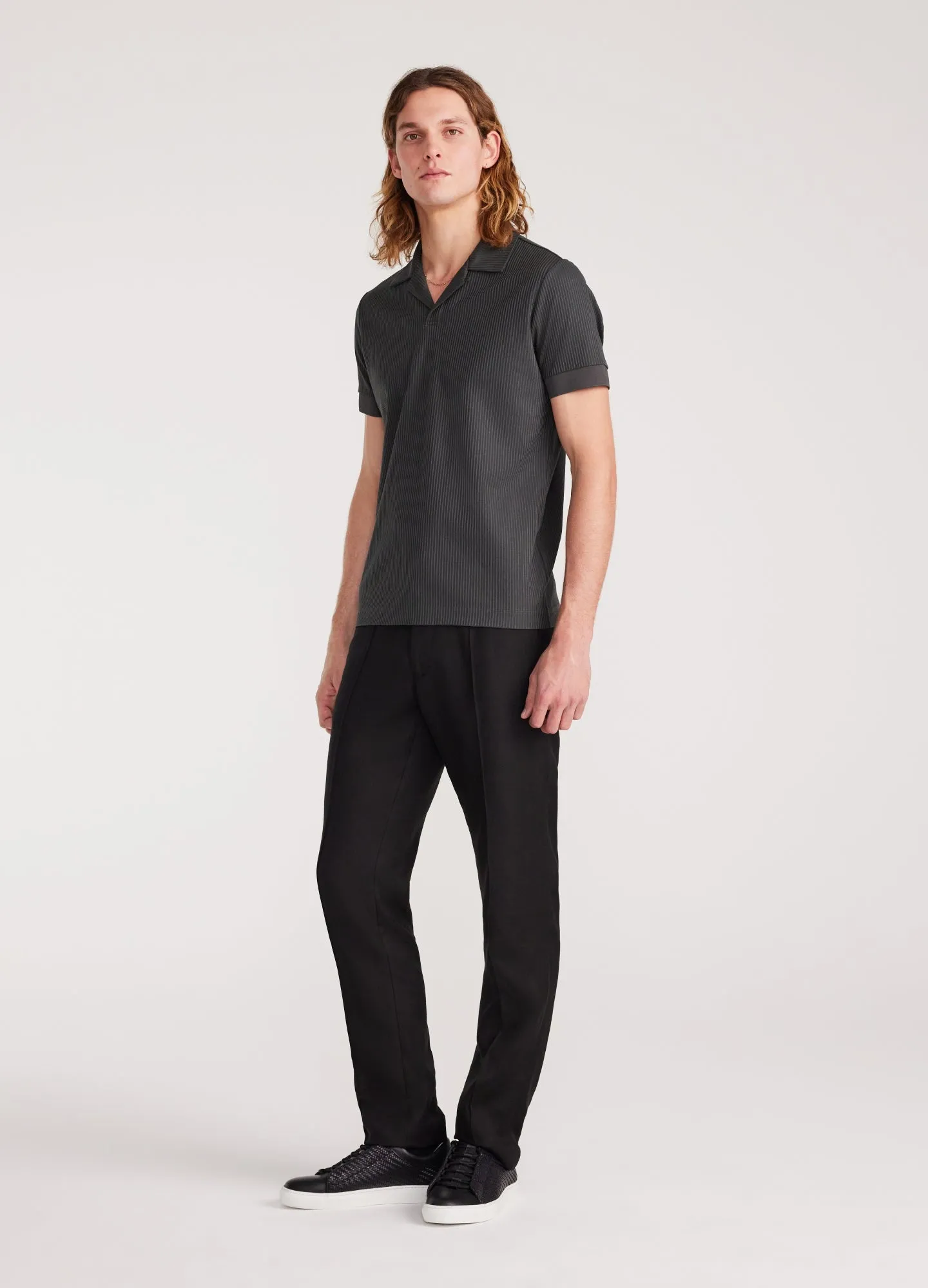 Textured Stripe Polo Thyme