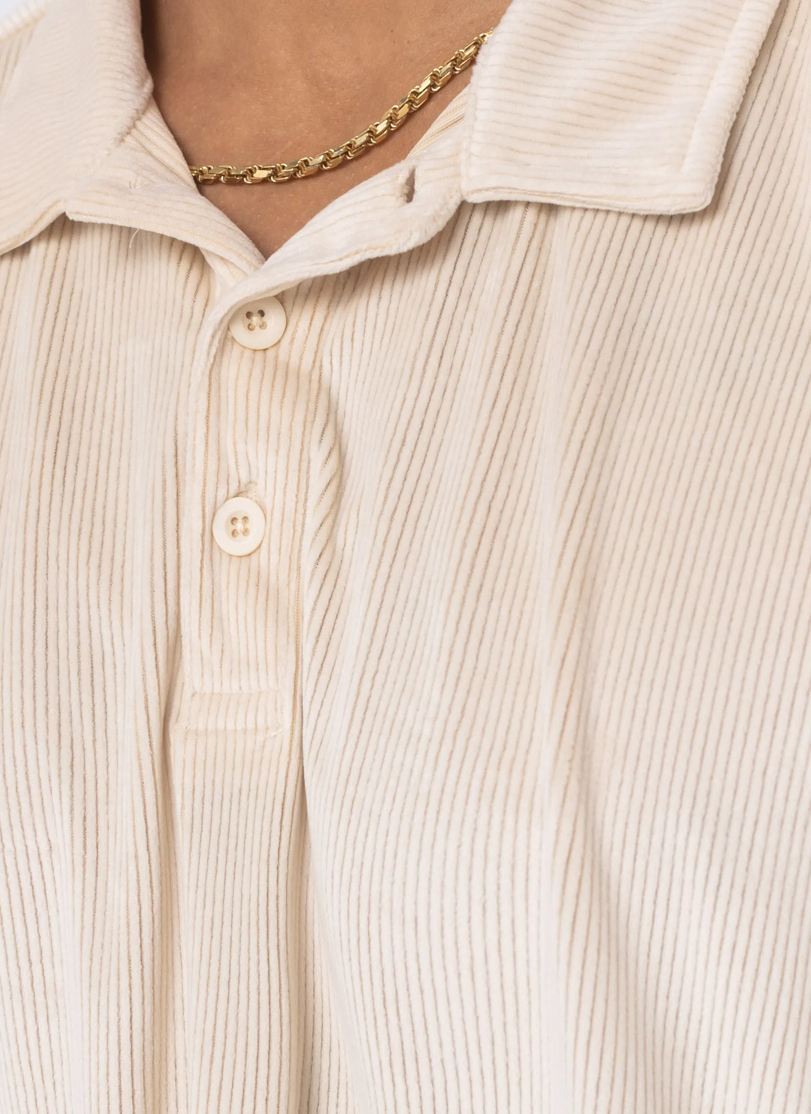 Velour Cord Polo Beige