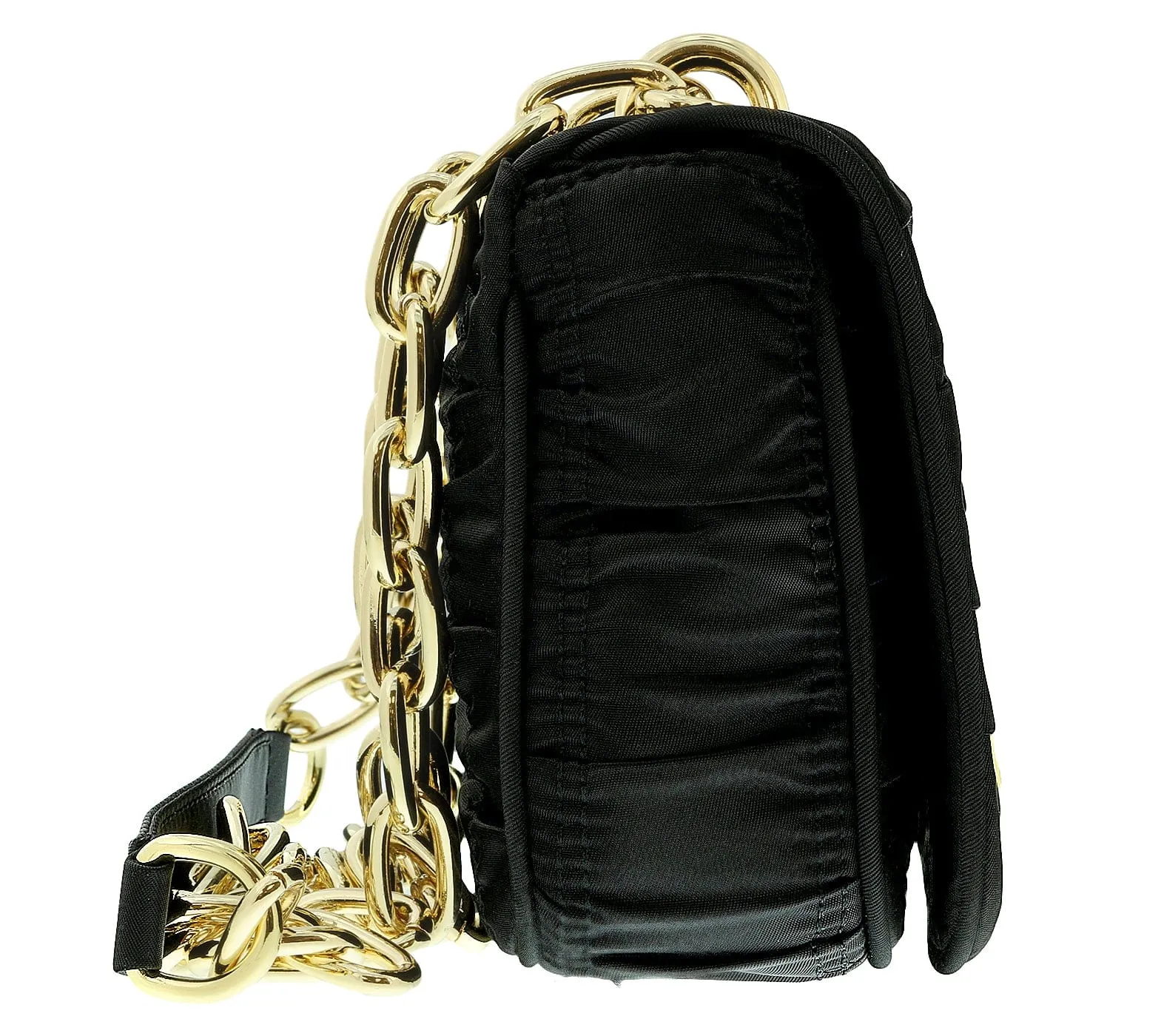Versace Jeans Couture Black Medium Ruched Nylon Shoulder Bag with Coin Purse