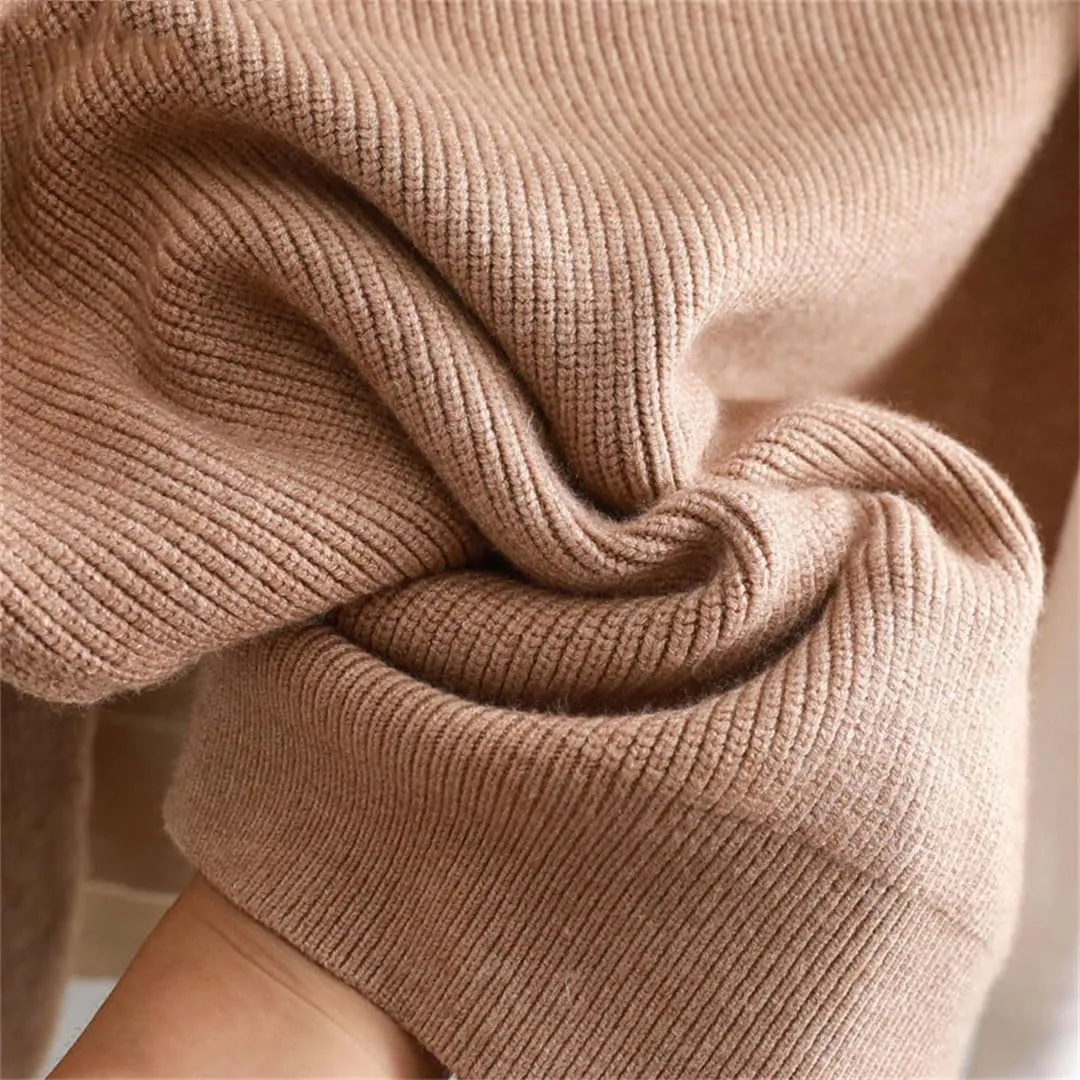 Vogrtcc Women Casual Thick Autumn Winter Turtleneck Oversize Sweater Pullover Warm Chic Loose Knitted Sweaters