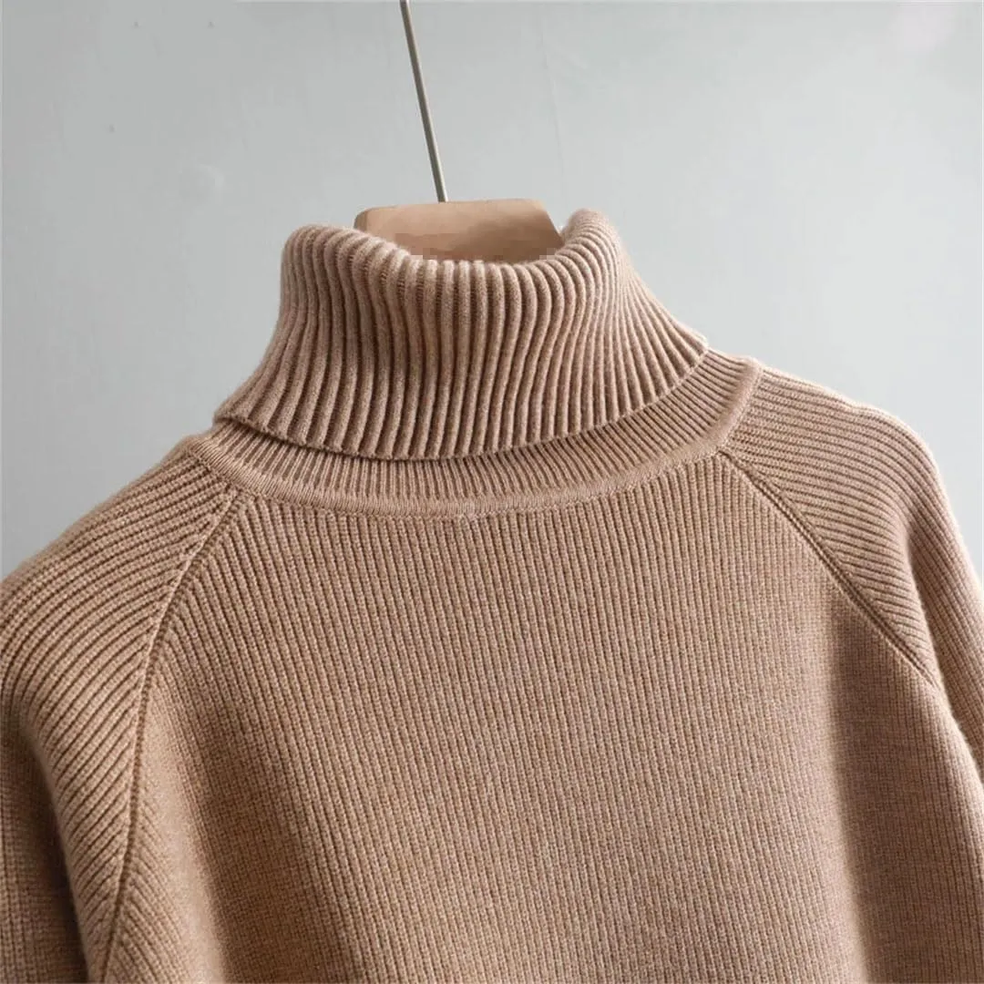Vogrtcc Women Casual Thick Autumn Winter Turtleneck Oversize Sweater Pullover Warm Chic Loose Knitted Sweaters