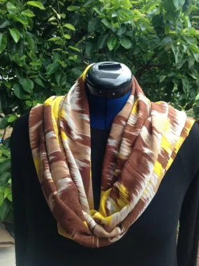 Wayi Bamboo light weight " Coffee & Yellow ink" scarf
