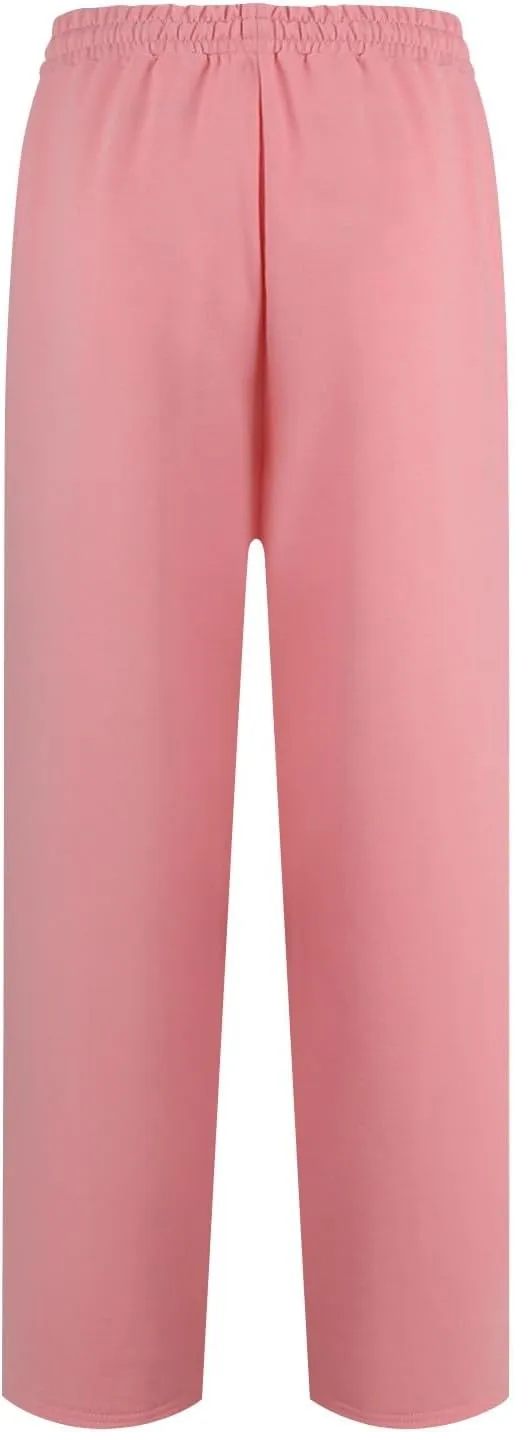 Wide Leg Sweatpants Women High Waisted Linen Pants Drawstring Workout Baggy Sweatpants Comfy Lounge Pants with Pocket