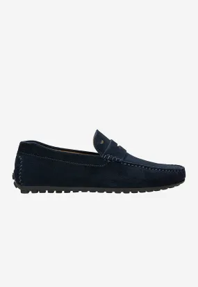 Wojas Dark Blue Velour Loafers | 1011668