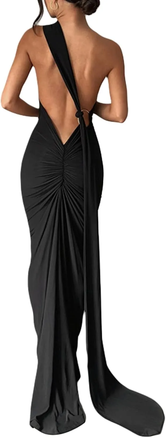 Women Sexy Backless Dress Bodycon Sleeveless Open Back Maxi Dress Going Out Elegant Party Cocktail Long Dress