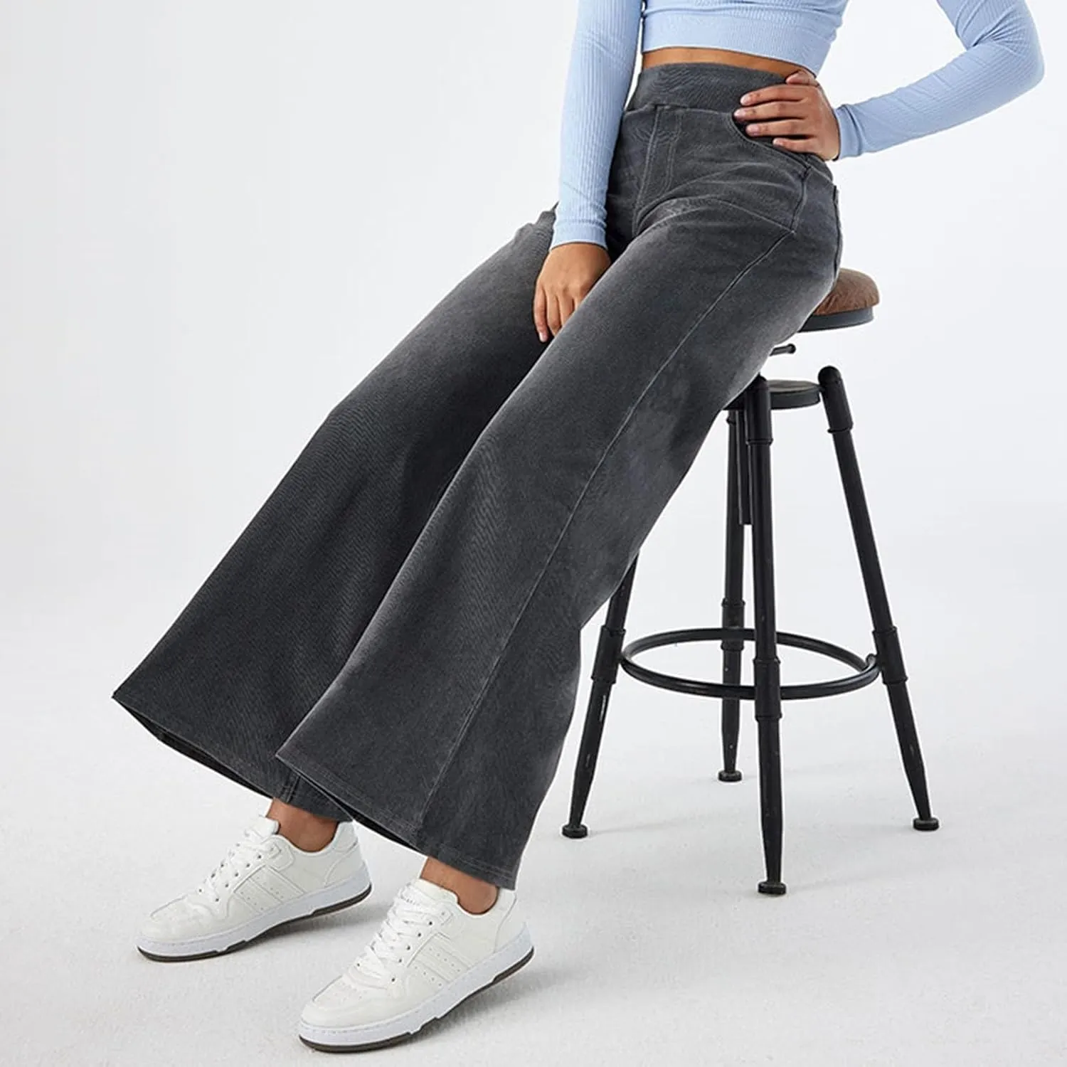 Women Stretch High Waisted Wide Leg Jeans Elastic Comfort Denim Pants Tummy Control Butt Lifting Casual Chic Wide Fit