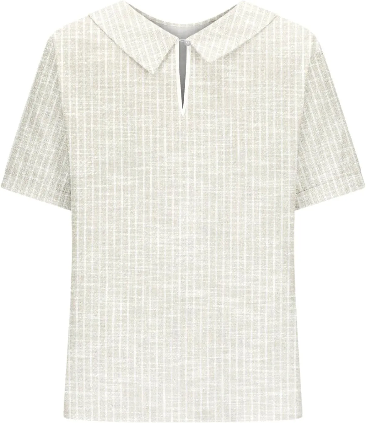 Womens Blouse Thin of Breathable Cotton and Linen Loose Large Size Thin Lapel Summer Retro Embroidered 3/4 Sleeve Tops