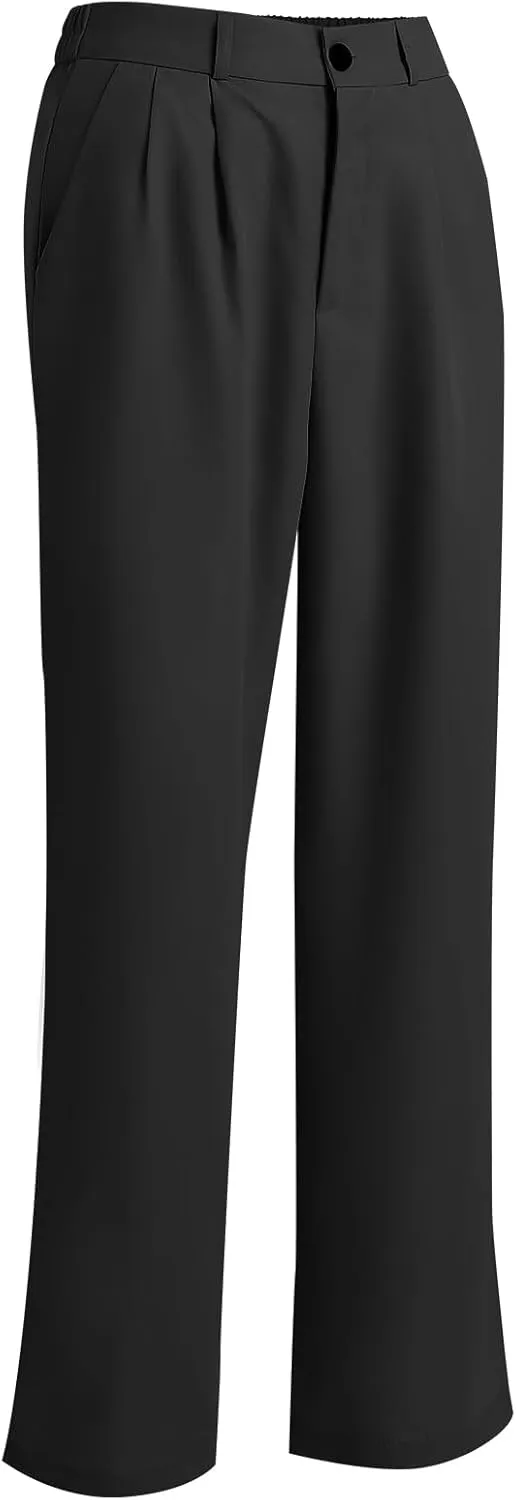 Women's Casual Pants High Waist Wide Leg Pants with Pockets Office Business Trousers