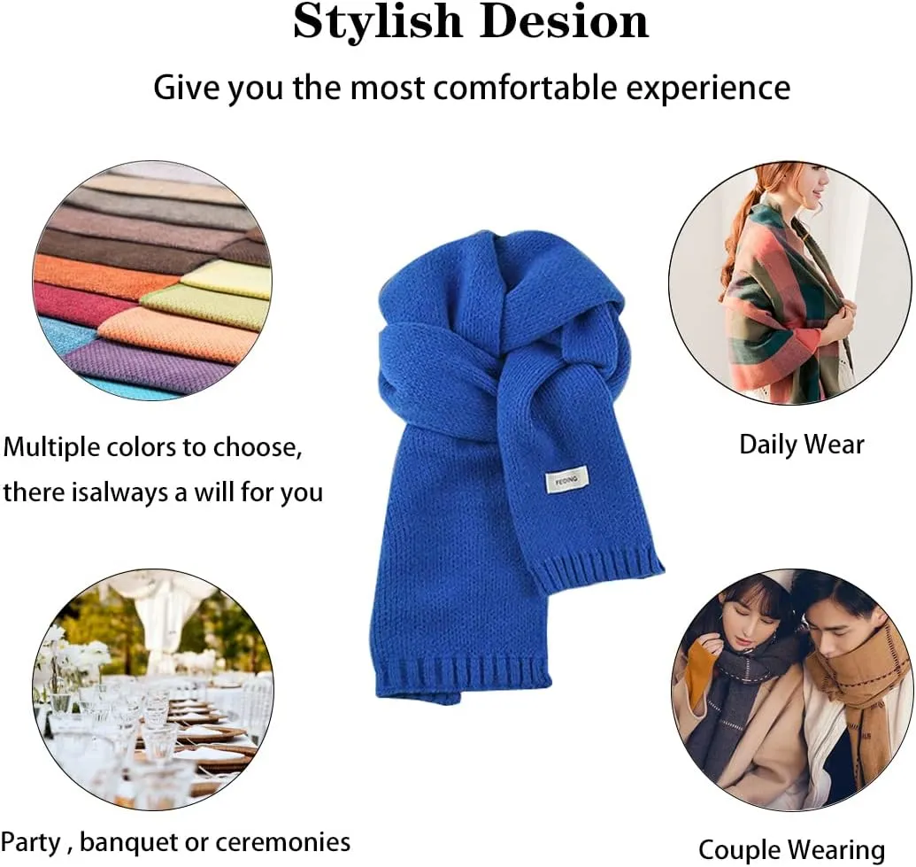 Women's Men's Klein Blue Plaid Thick Christmas Scarf,Trendy Versatile Scarfs Shawl for New Year Daily Travel.