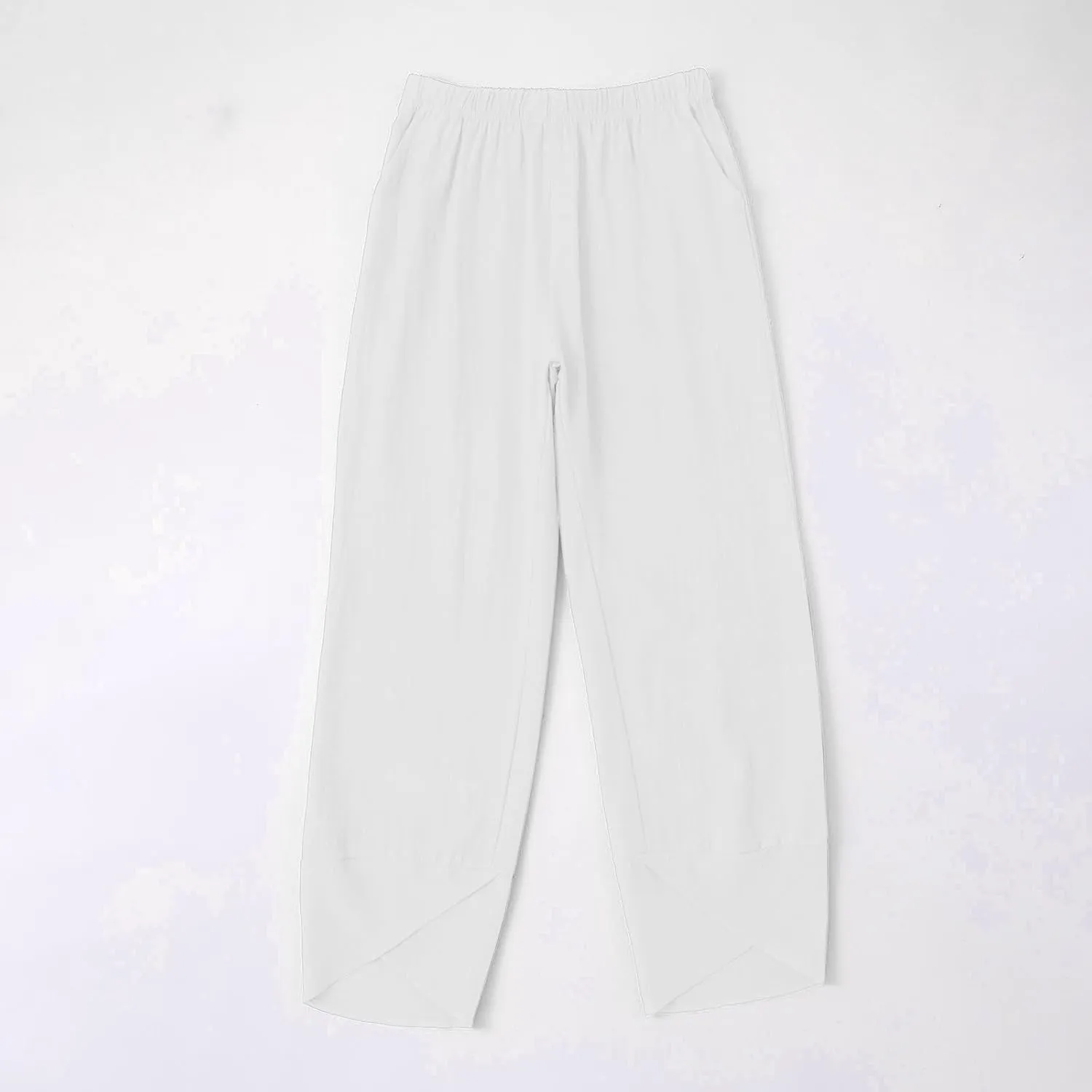 Womens Summer Cotton Linen Pants 2025 Casual Capri Pants with Pockets Cropped High Waisted Comfy Baggy Trousers